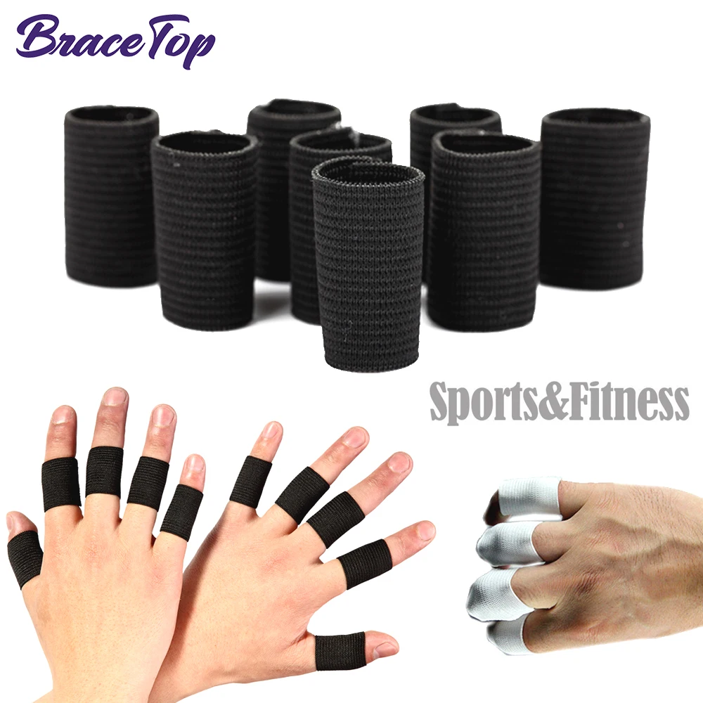 Bracetop-Stretchy Sports Finger Sleeves, Suporte para Artrite, Dedo Guard, Outdoor, Basquete, Voleibol, Novo, 10pcs