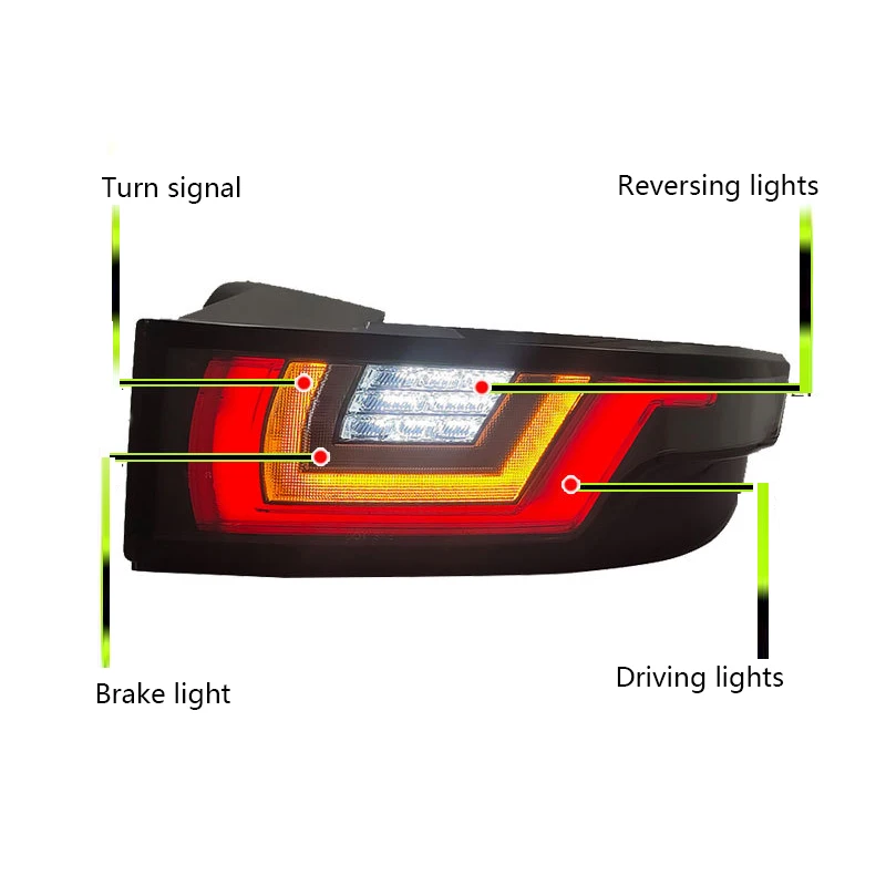 2 قطعة مصباح ليد خلفي ديناميكي لاند روفر رينج روفر إيفوك 2012-2018 بدوره إشارة عكس تشغيل مصباح مكبح