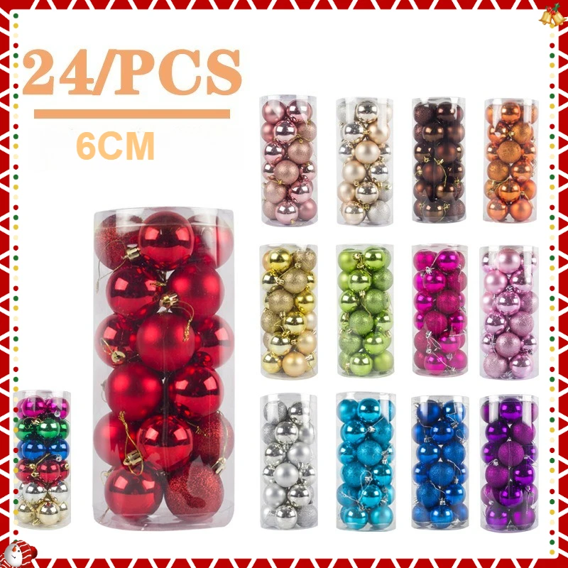 

24PCS Christmas Balls Multicolour 6cm Christ Tree Pendants Decorations Chris Decor Christmas Pendant Drop Ornaments New Year