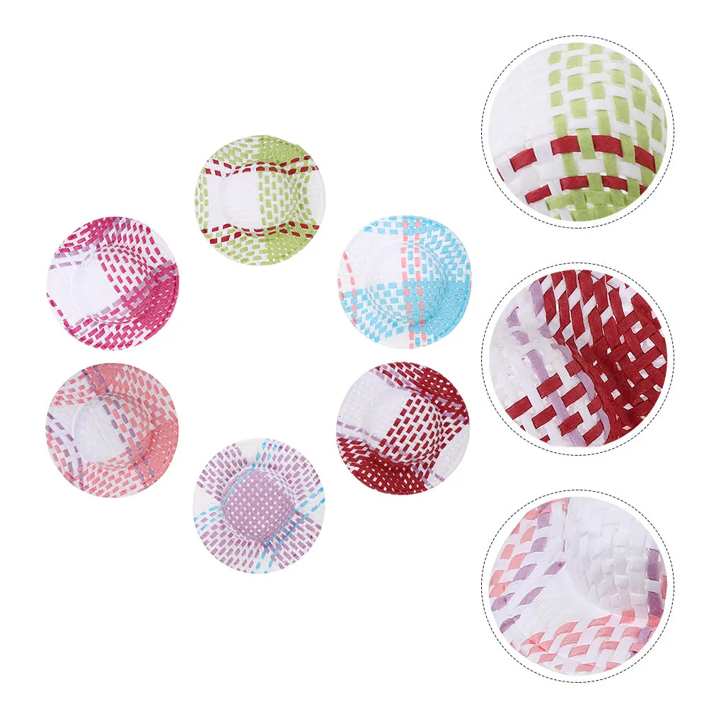 12Pcs Mini Woven Hats Small Mini Craft Hats 5Cm Colorful Striped Hat Props for DIY Crafts Decoration and Photo