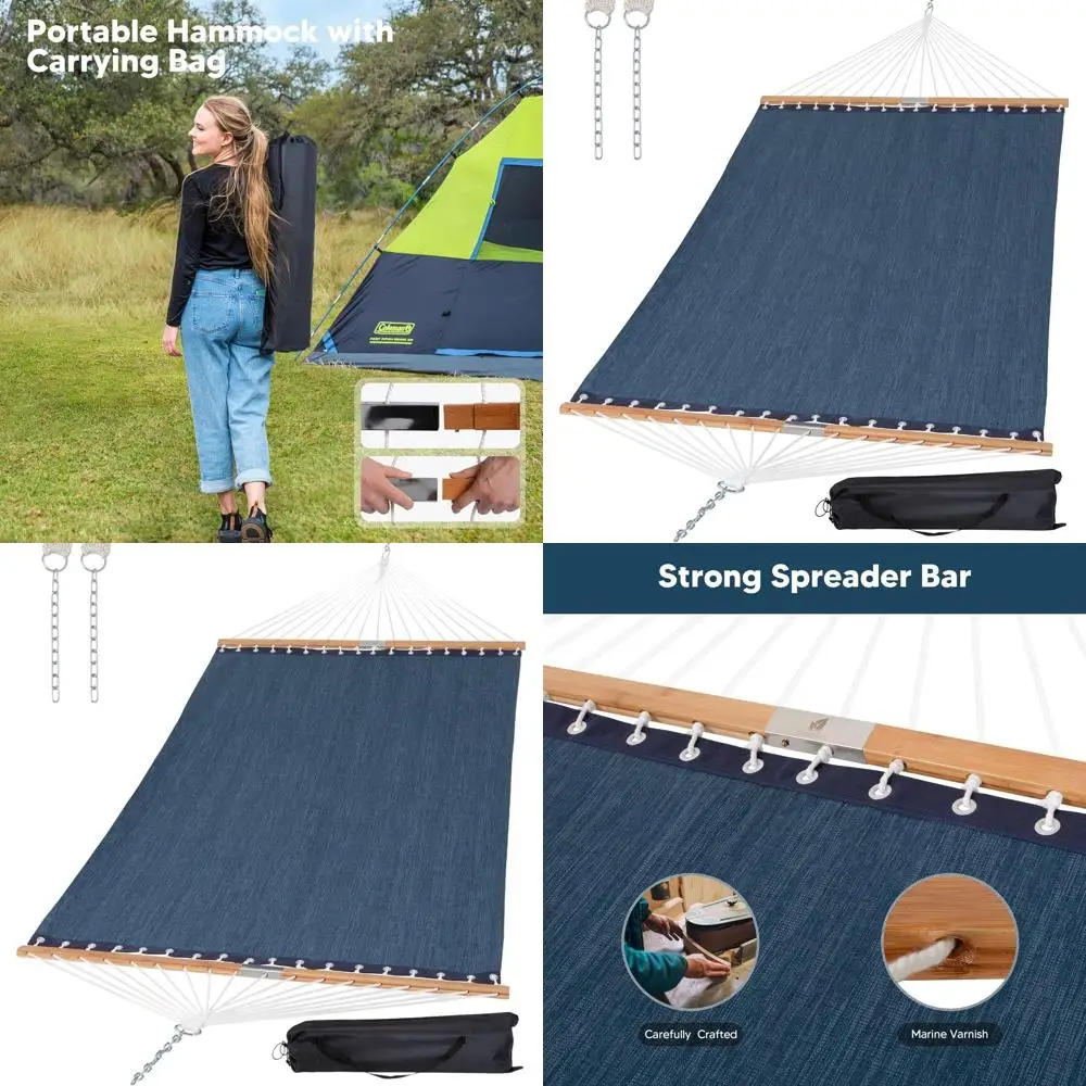 

Двухместный уличный гамак для деревьев – прочный, для патио, сада, у бассейна, выдерживает до 204 кг, темно-синий