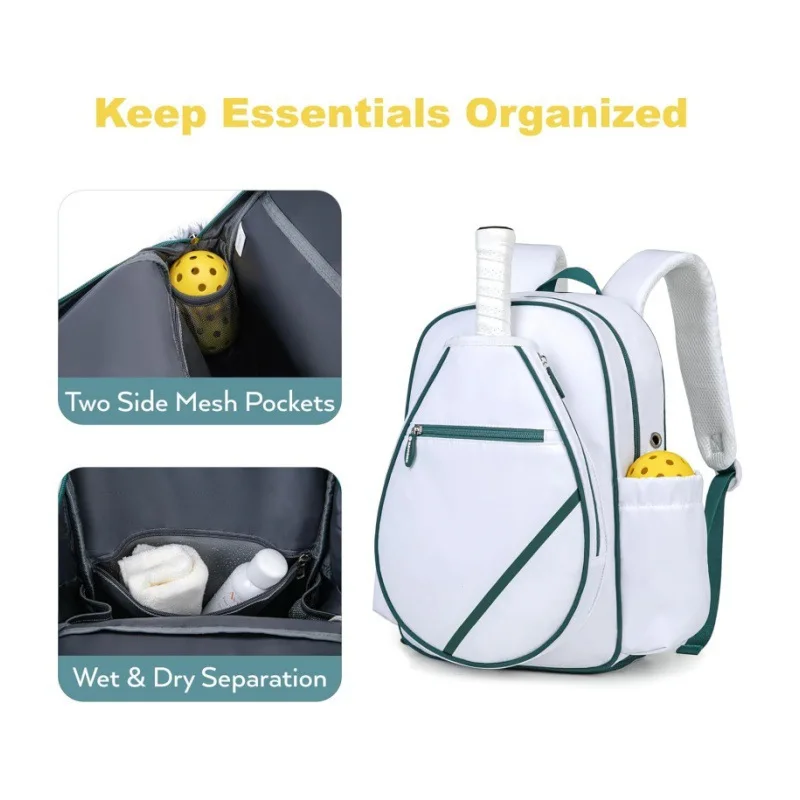 Pickleball Backpack Large Capacity Pickleball Bag with Paddle Holder Shoe Compartment Waterproof Sports Backpack Organizer 5