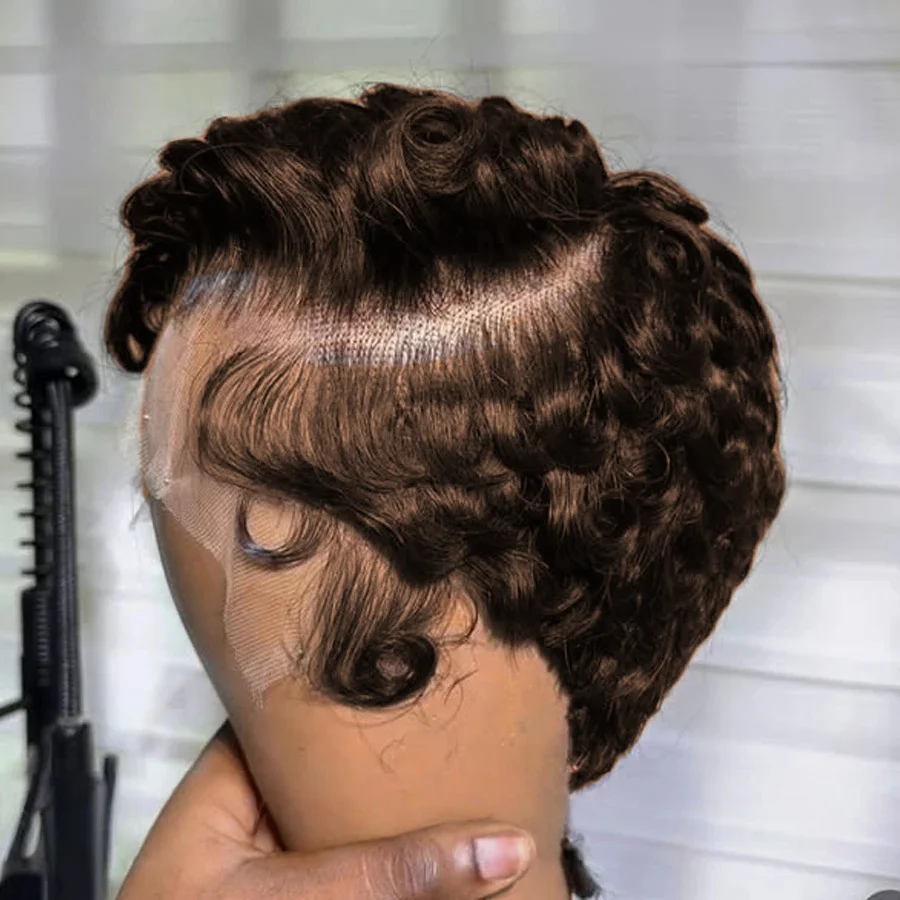 13x4 الدانتيل الباروكات أمامي أنيقة عابث قطع مجعد الدانتيل الجبهة خصلات الشعر المستعار الإنسان للنساء