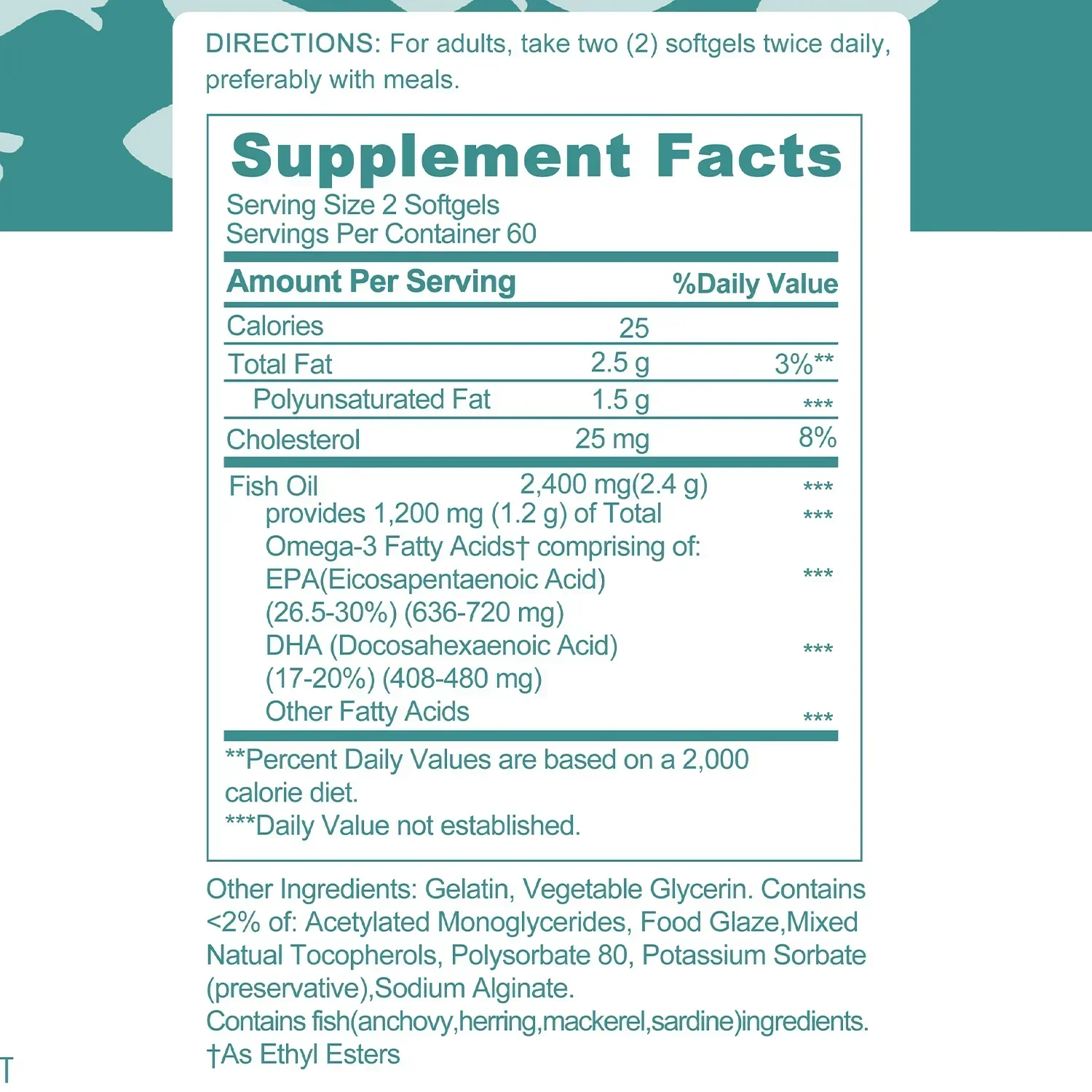 Fish Oil - with Omega-3 DHA & EPA - Benefits The Heart, Protects Eye Fatigue, Cognitive Function, and Learning Ability