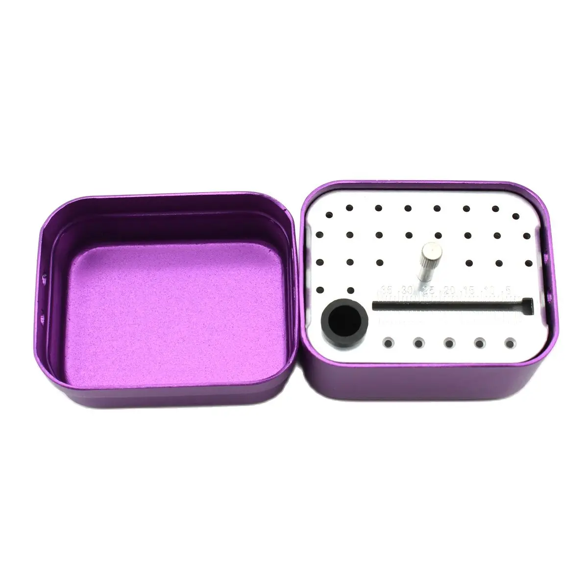 30 Holes Aluminium Dental Burs Holder Block Dental Disinfection Box for FG Burs