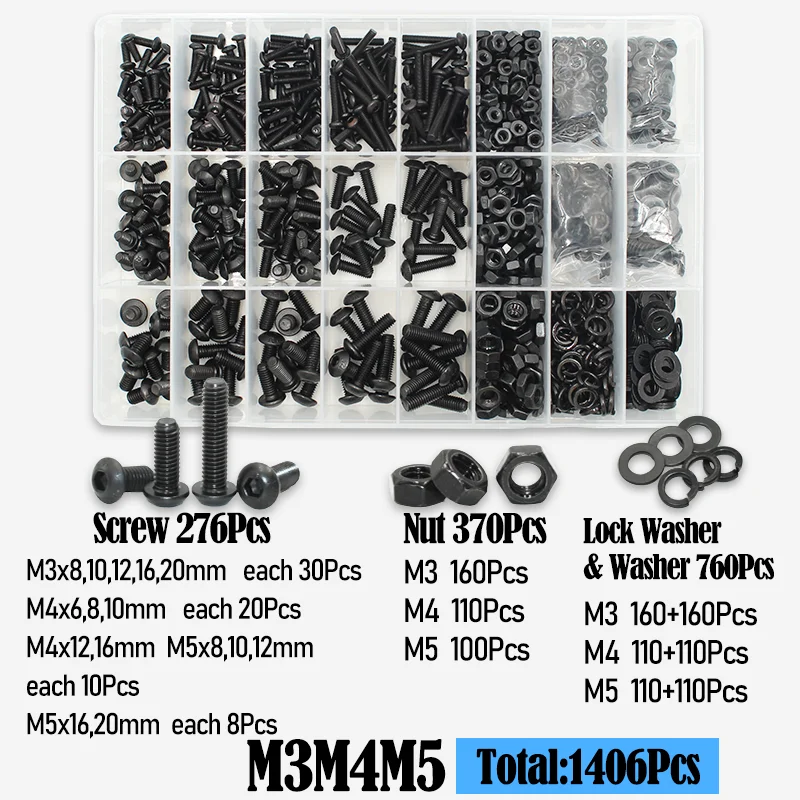2510p Rundkopfschrauben M2 M2.5 M3 M4 M6 Güteklasse 10.9 Innensechskant-Rundkopfschrauben mit Allen-Antrieb ISO7380 Schrauben-Muttern-Unterlegscheiben-Set – Detail 9