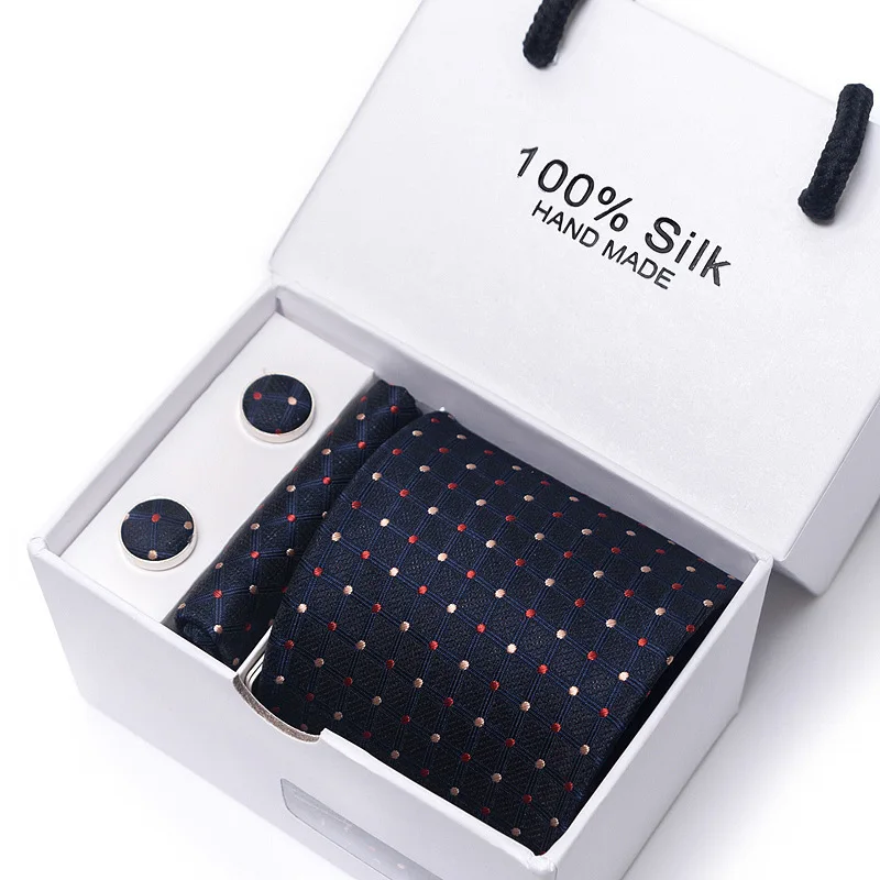 100% Silk Necktie Paisley Floral Mens Tie Top Quality Business Tie Pocket Square Tie Clip Cufflinks Set Classic For MenGift Box