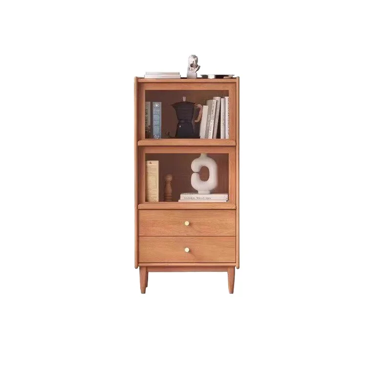 LMM solid wood glass flap TV cabinet modern simple storage cabinet