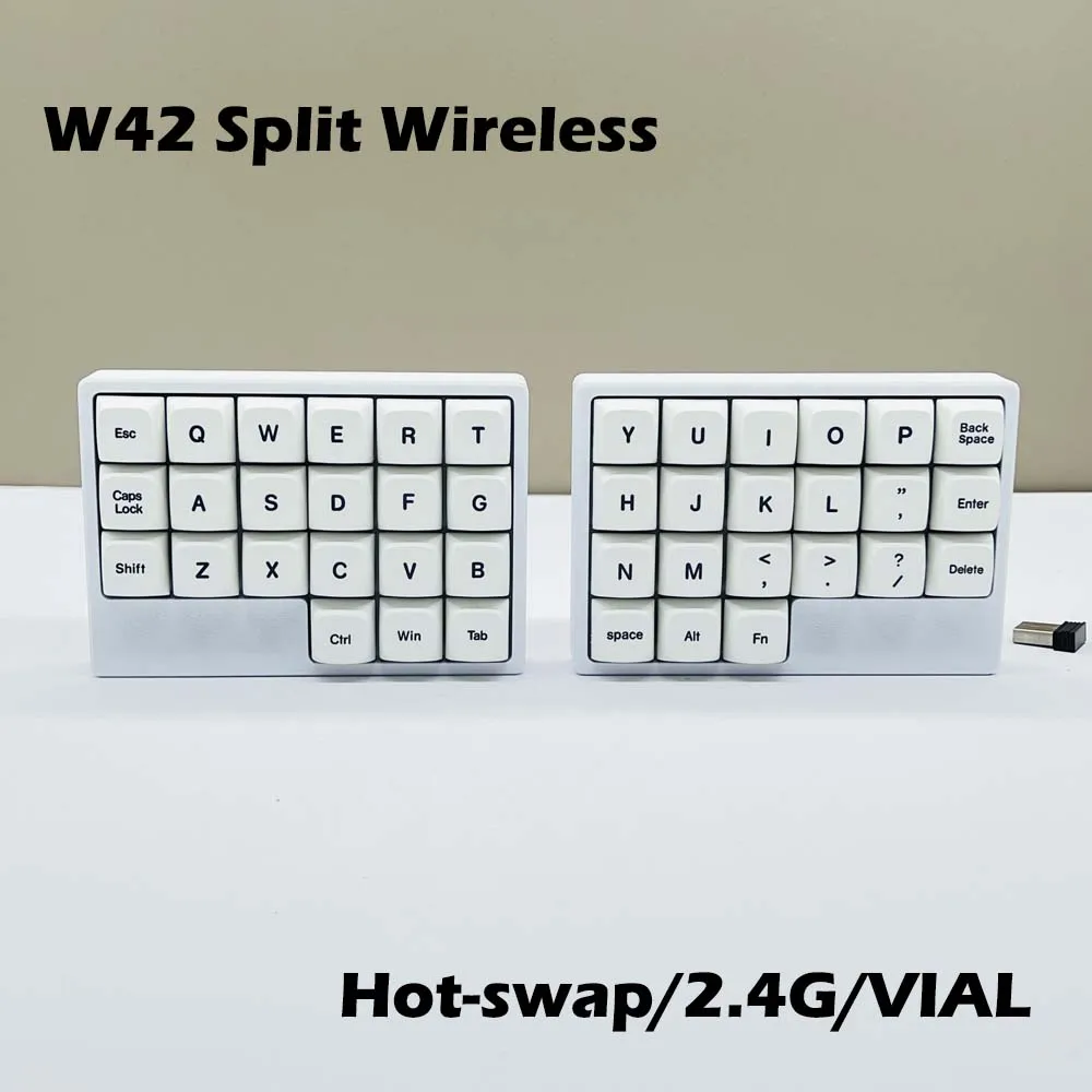 W42 Split Mechanical Keyboard Hot-swap 2.4G Wireless Vial Key-mapping Supported