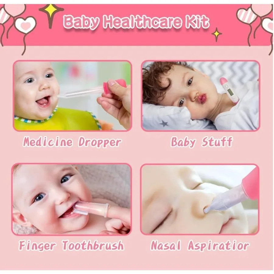 21가지 기능을 갖춘 아기용 전동 손톱깎이 세트 (유아용 빗, 손질 도구 포함) 신생아 및 유아 건강 관리 키트