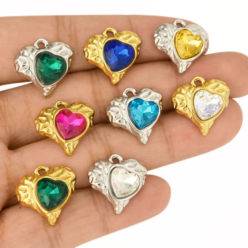 

5Pcs Love Hearts Charms Fashion Colorful Sweet Popular Stainless Steel Pendant Making Jewelry Necklace Earring DIY Gift Supplies