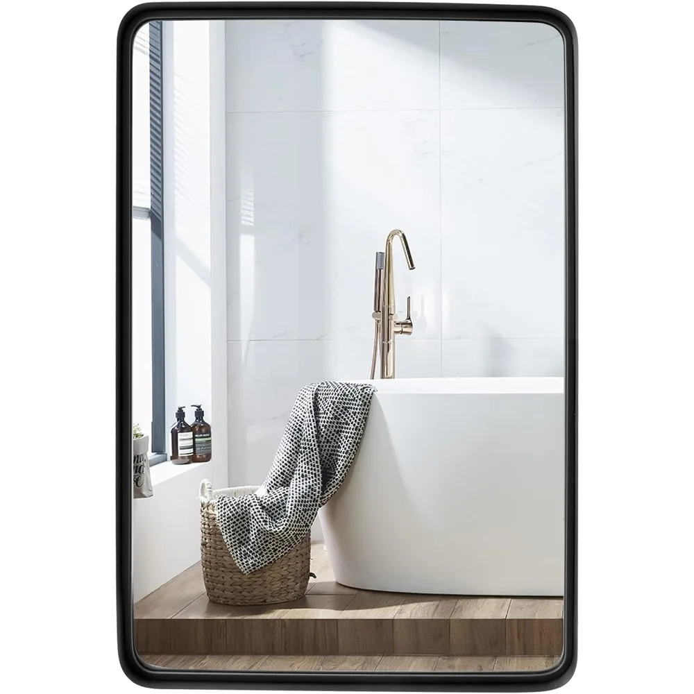 

22 x 30 Inch Bathroom Mirror, Rectangle Decorative Wall Mounted Bathroom Vanity Mirror with Metal Frame, Small Wall Mirror
