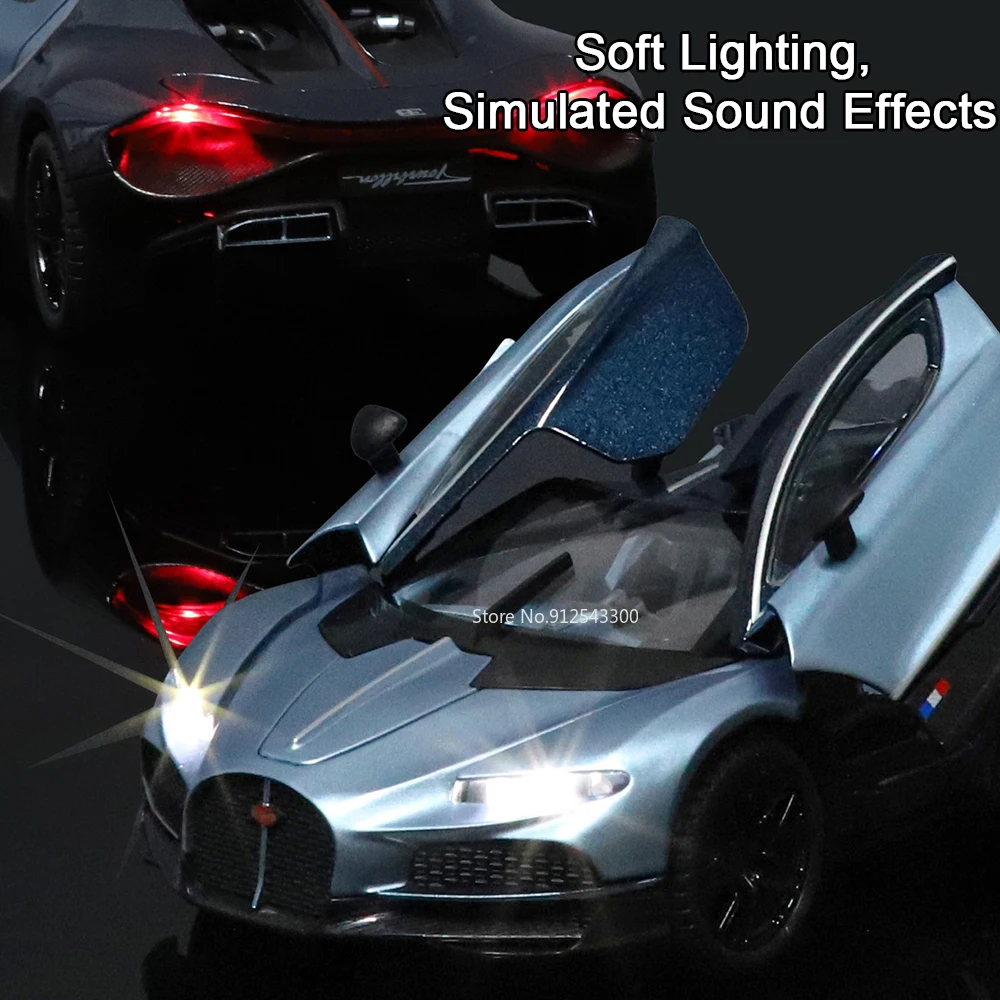 Modèle de voiture atlantique Tourbillon 1:24, jouet en alliage moulé sous pression, Absorption des chocs, supercar, son et lumière, modèles de traction, cadeaux pour garçons
