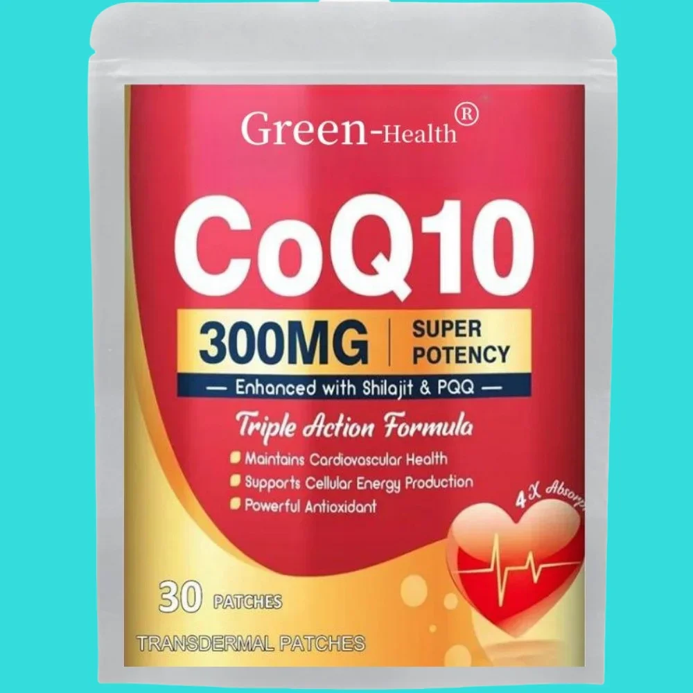 Coenzyme Q10 Transdermal Patches สารต้านอนุมูลอิสระอันทรงพลังสําหรับสุขภาพหัวใจและสมองและพลังงาน - 30 แพทช์หนึ่งเดือน