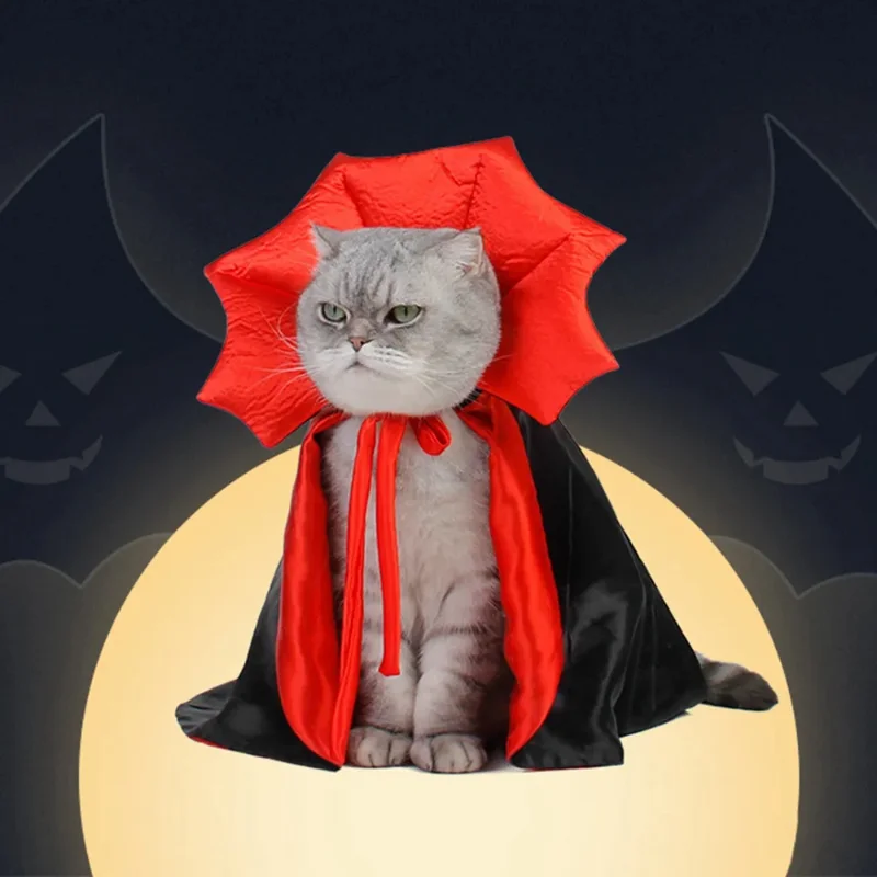 Conjunto de disfraces de Halloween para mascotas, ropa festiva de gato, perro, bruja, vampiro, capa, bonito, Kawaii, nuevo, 5 piezas