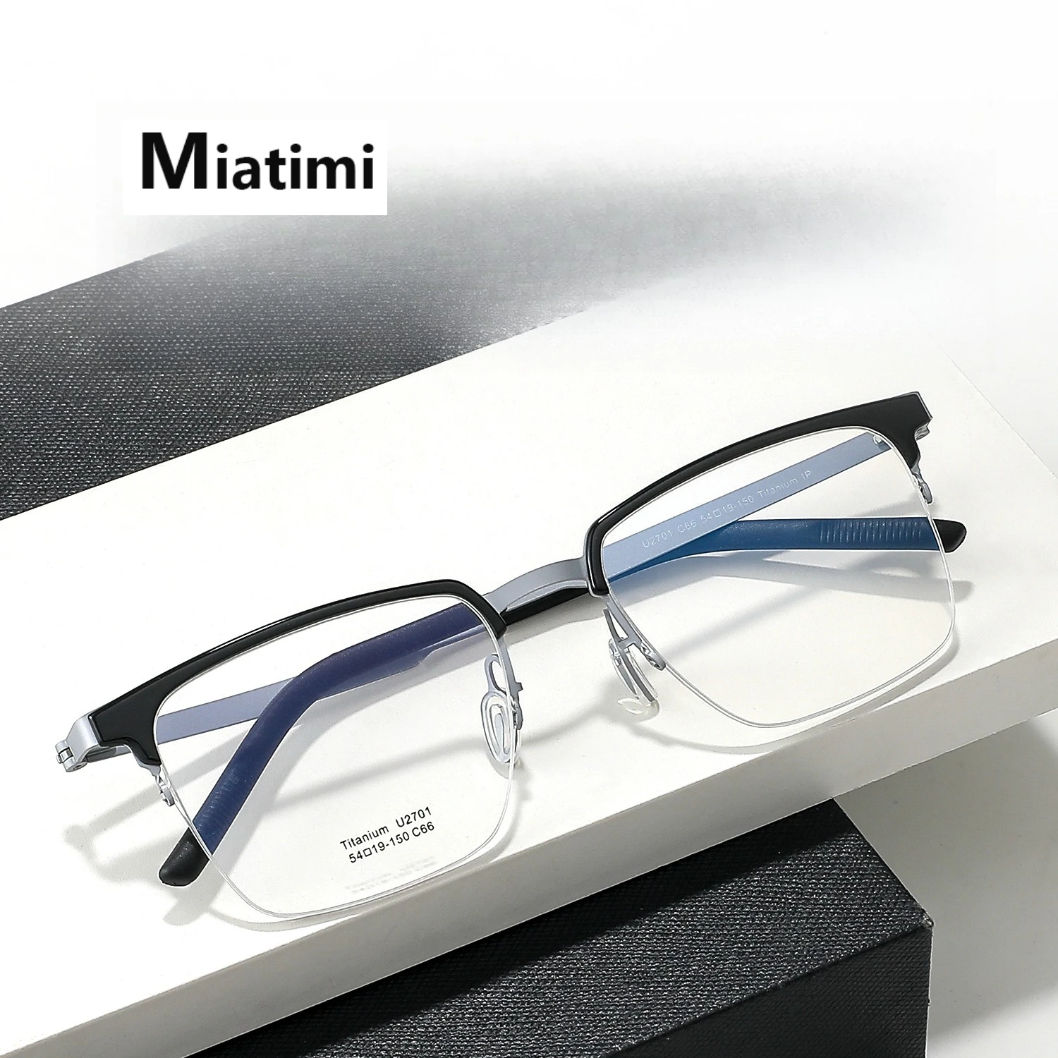 

Fashion Comfortable Glasses frame For Men Retro Square Titanium Eyewear Prescription Half Frame male Eyeglasses Frames