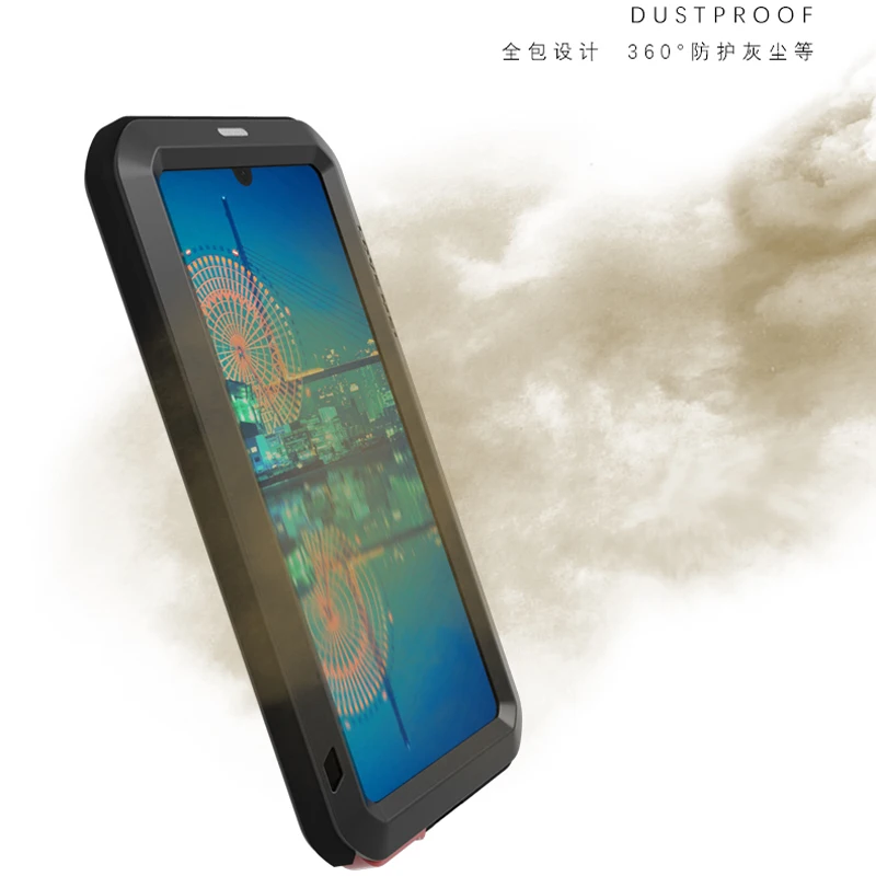 Aluminum Metal Armor Phone Cases For Huawei P30 Pro Shockproof Waterproof Full Body With Gorrila Glass Cover For P30 Lite Case