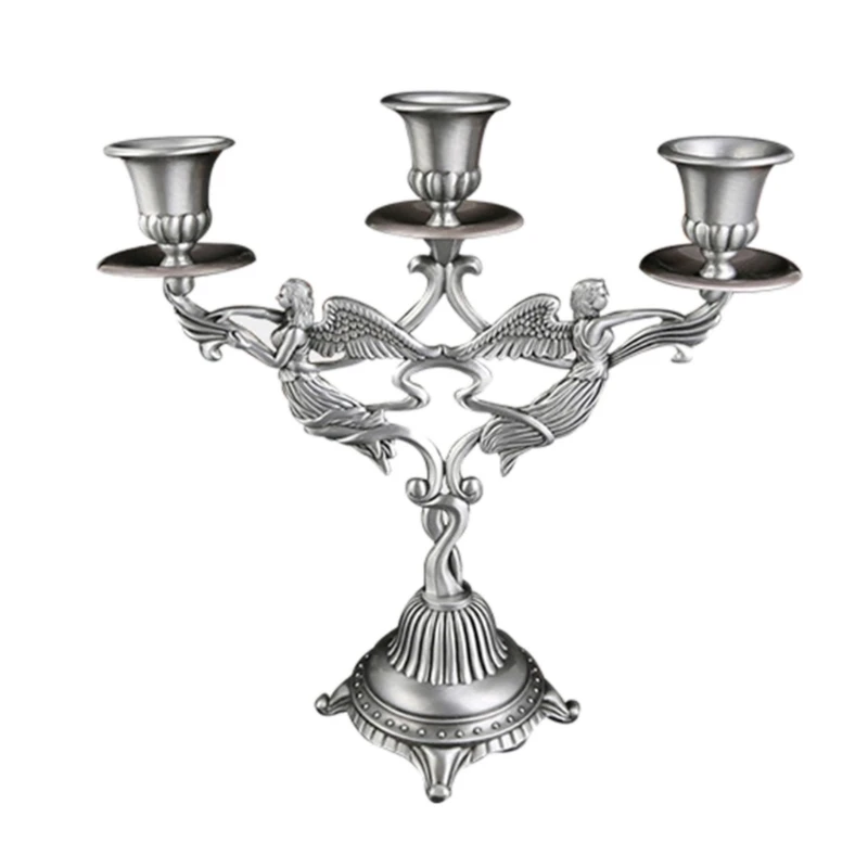 Three Headed Candle Holder Church Inspired Candleholder Unique Iron Candelabrum for Religious Ceremonies Home Decor