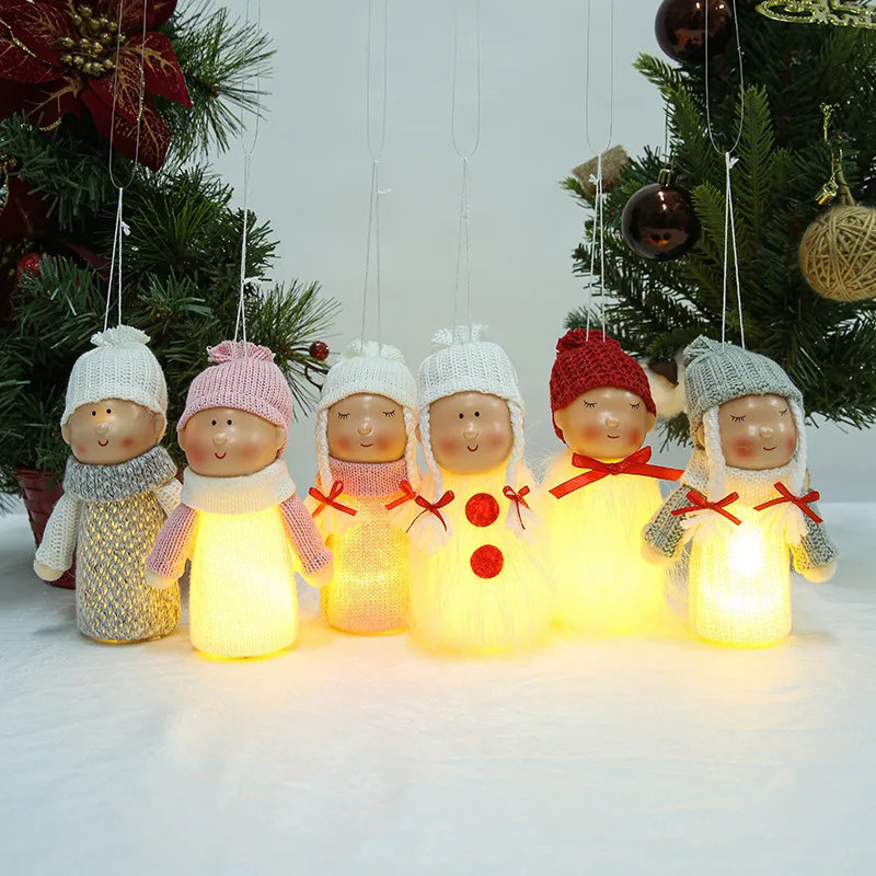 

Fashion Christmas Decorations New Cute Cartoon Charm Angel Luminous Plush Christmas Tree Pendant Small Pendant