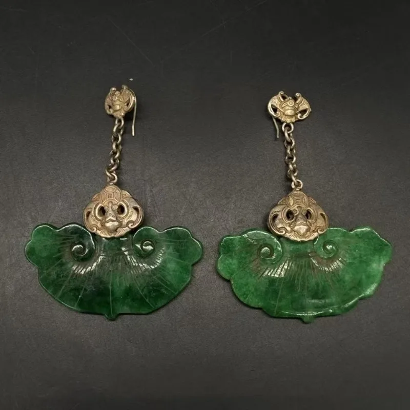 

Vintage Classic Tibetan Miao Silver Inlaid Gemstone Earrings, Exquisite Holiday Gift for Family