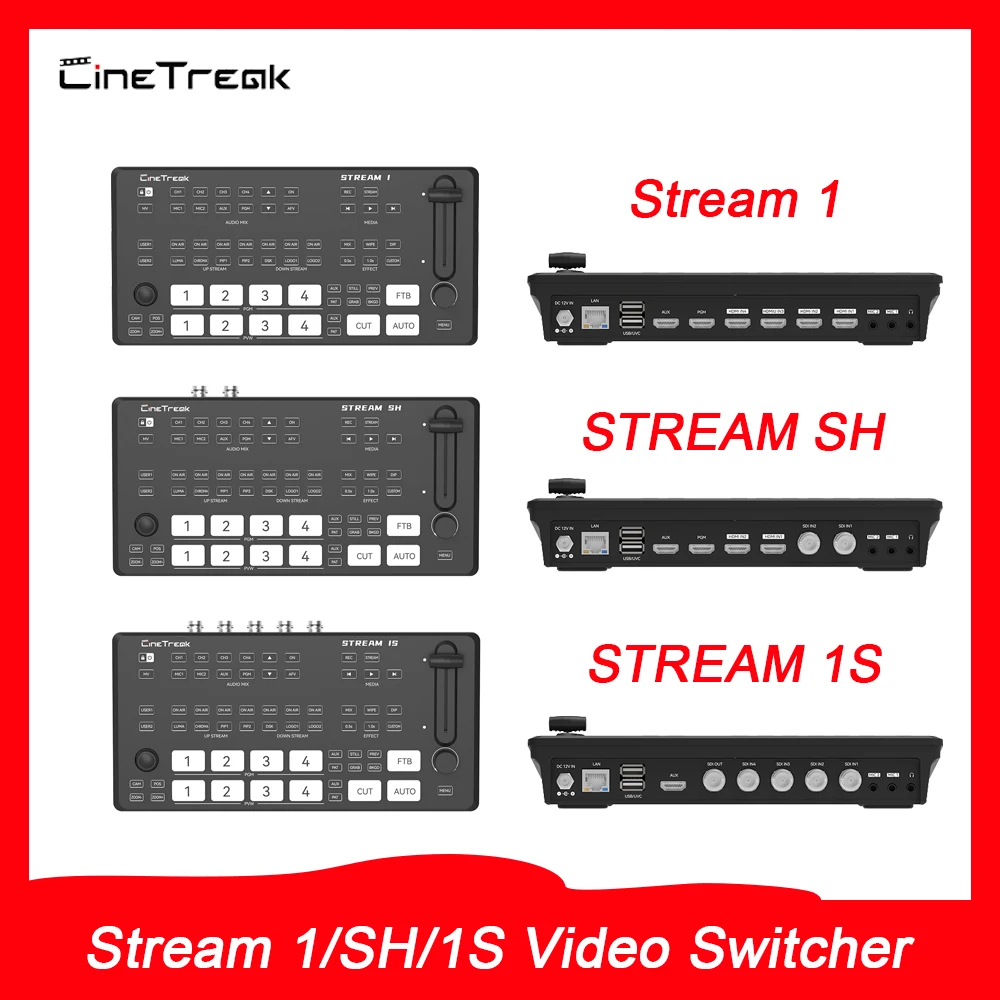 Cinetreak Stream 1/SH/1S Video Switcher 5 Channel Muti Solution Video Deck Switch Controller Switchboard for Streaming Brodcast