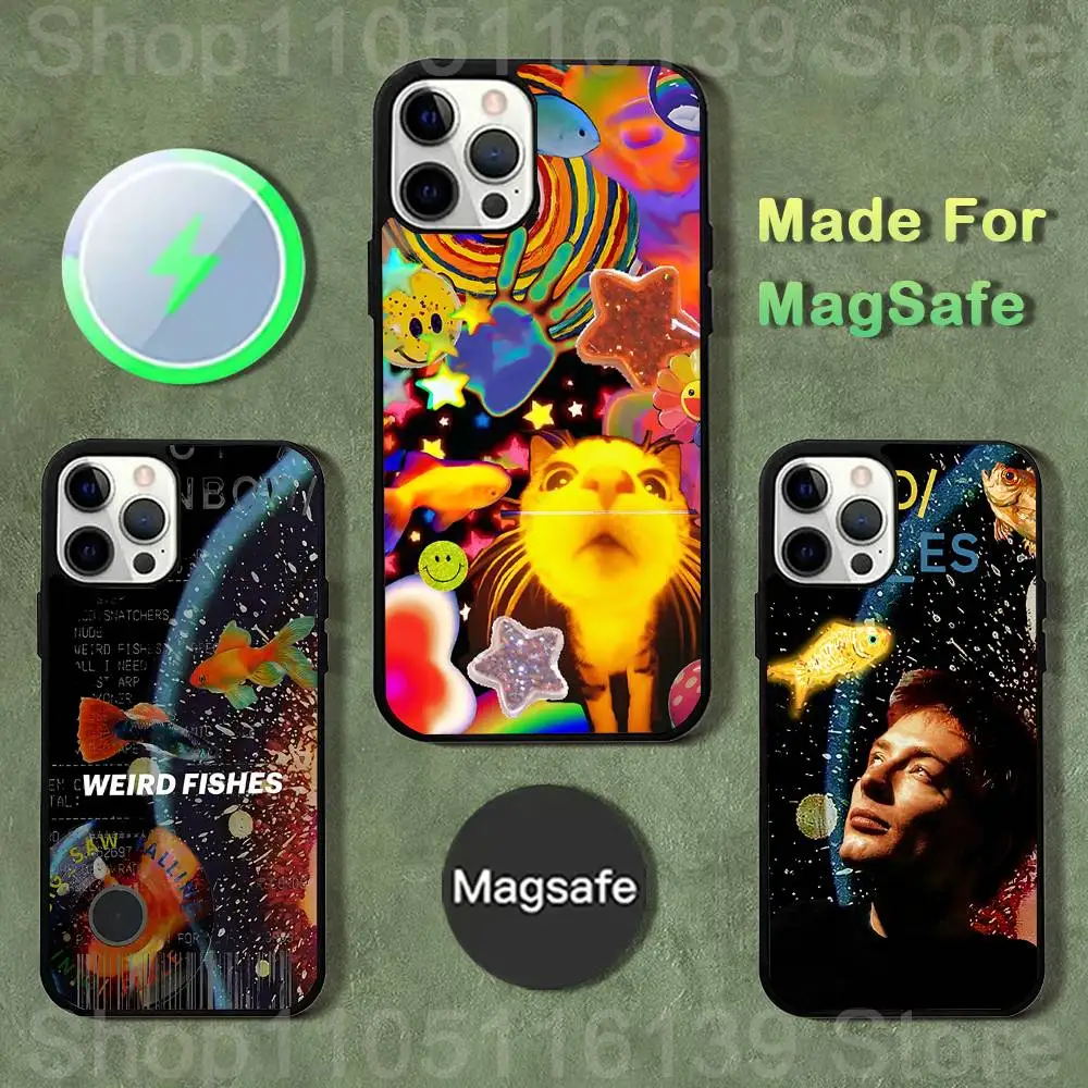 

R-Radiohead Rainbow Fish Cat Case For iPhone 17,16,15,14,13,12,11,Pro,Max,Plus,Mini,SE4,E Magnetic Magsafe Wireless Charging