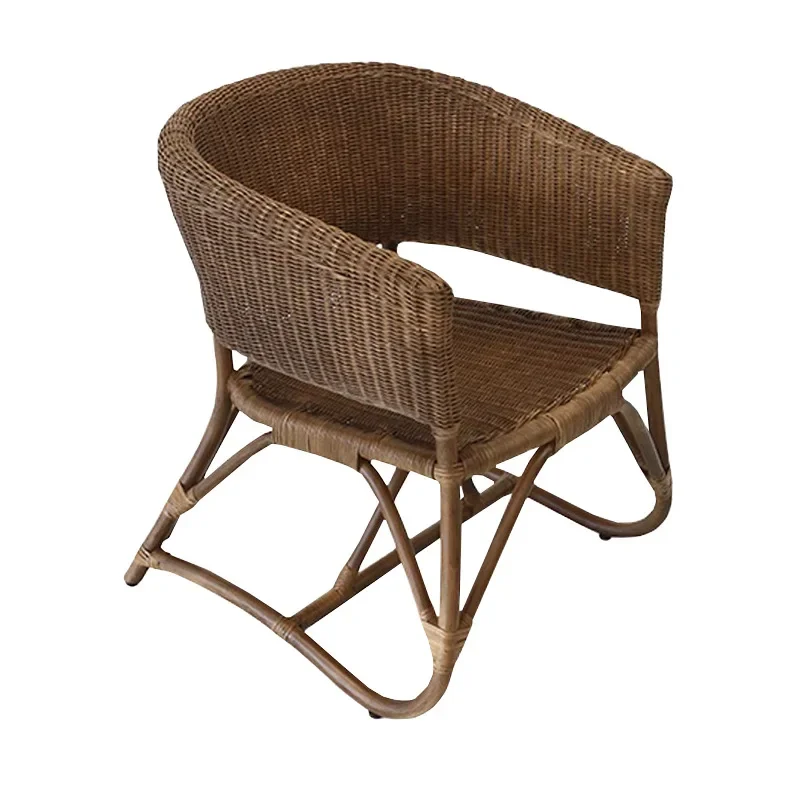 Silla de mimbre Natural hecha a mano, silla de mimbre con respaldo para casa, balcón, ocio, hotel individual, wabi-sabi wind