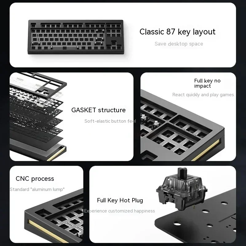 Imagem -03 - Monsgeek-teclado Mecânico Kit m3 Liga de Alumínio 87key Chave Completa Suporte para Hot Swapping Rgb Esports Acessórios do Jogo