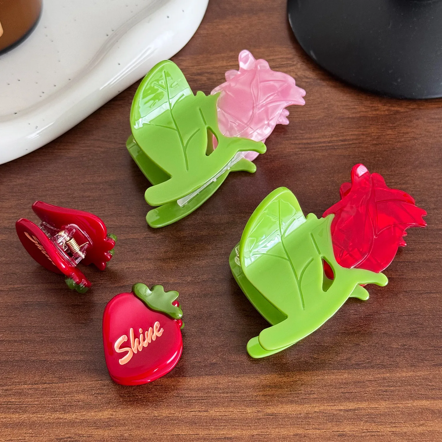 

DuoShang 7.3CM Sweet Elegant Rose Hair Claw Acetate Claw Clips Flower Series Hair Clips for Women Girls INS Hair Accessories