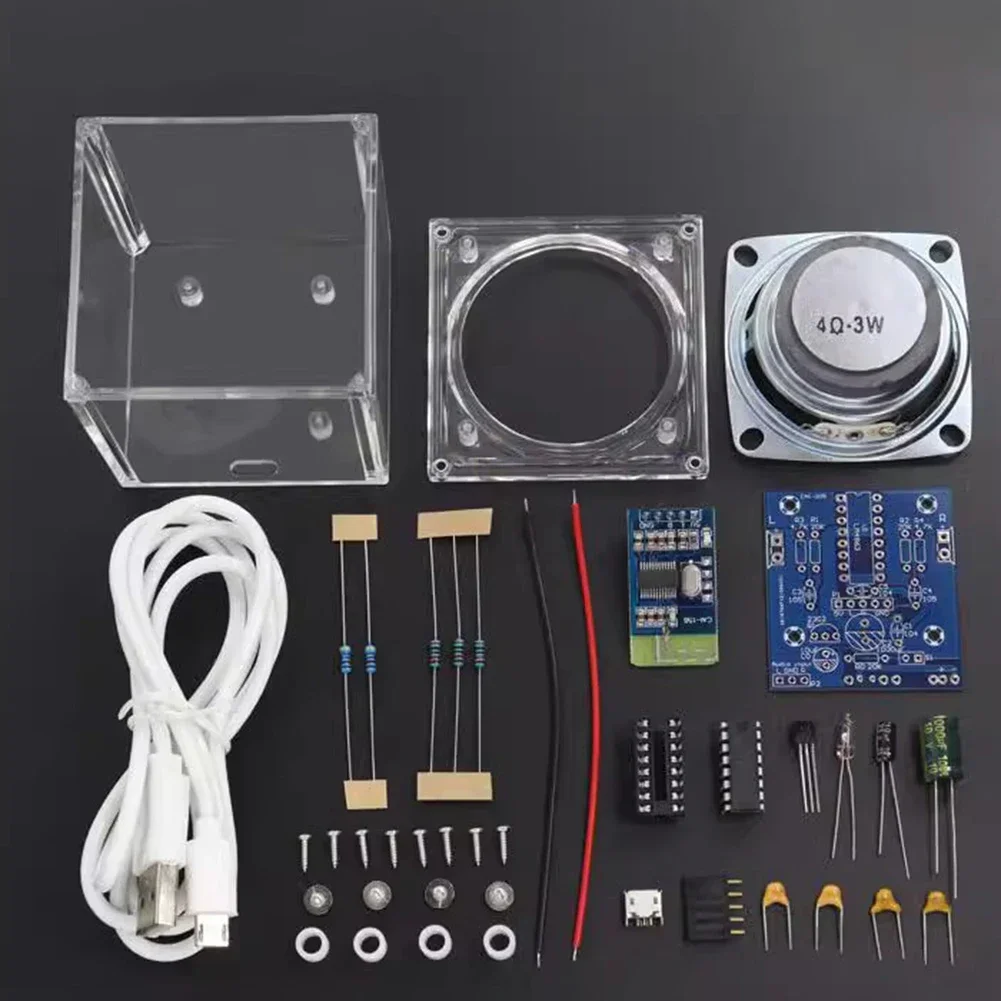 Multifunctional Speaker Assembly Kit DIY Electronic 3W Mini Welding with Adjustable LED Light Frequency and Volume