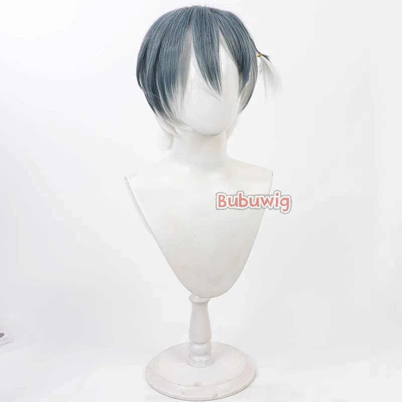 Bubuwig pelo sintético Hachinoya Nagi pelucas de Cosplay 18TRIP Hachinoya Nagi 30cm peluca corta recta gris mezclada blanca resistente al calor