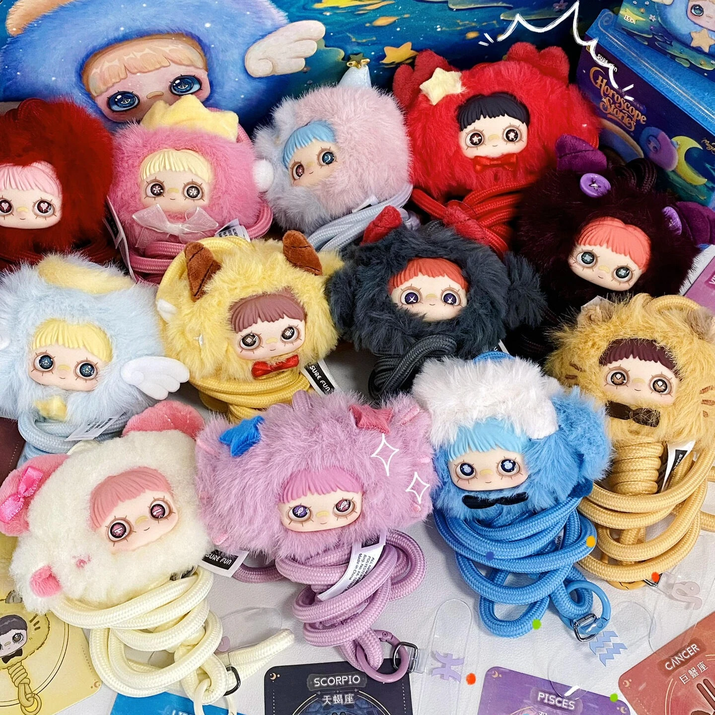 

In Stock Maymei 12 Zodiac Signs Vinyl Plush Blind Box Genuine Mystery Box Toys Cute Doll Phone Lanyard Cartoon Figure Keychain