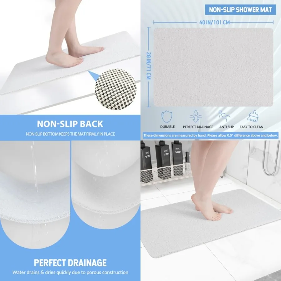 

Non-Slip Bathtub Mat, Anti Slip Shower Mat, Fast Drying Bathtub Mats, Feet Scrubber Mat, Anti Slip Mat for Tub, Floor, Bathroom