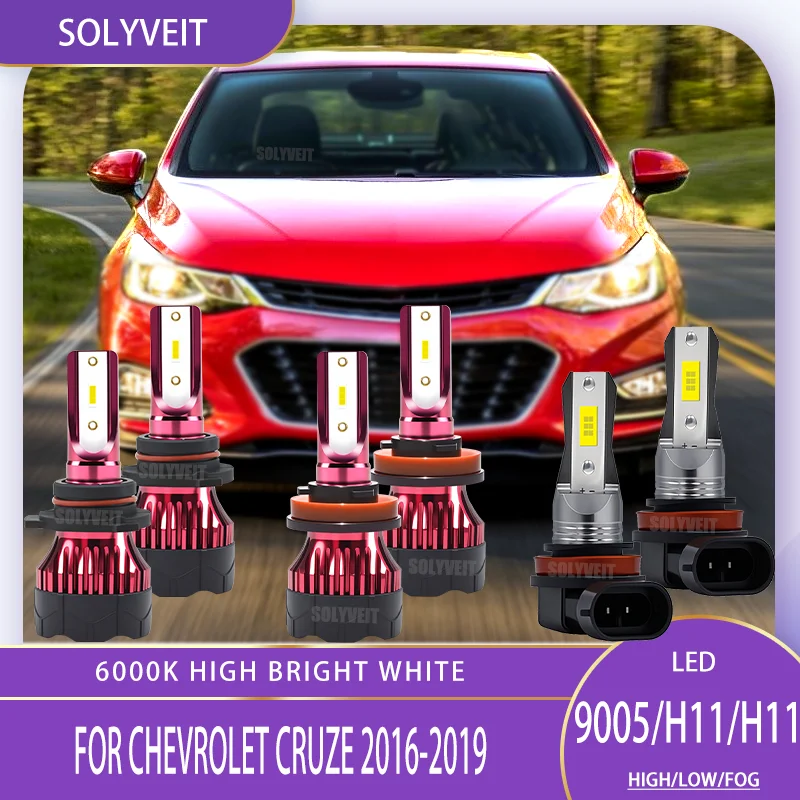 

2/4/6pcs Car LED Light High Low Fog Lamp 9005/HB3 H11/H8 H9 High Brightness 6000k White For Chevrolet Cruze 2016 2017 2018 2019