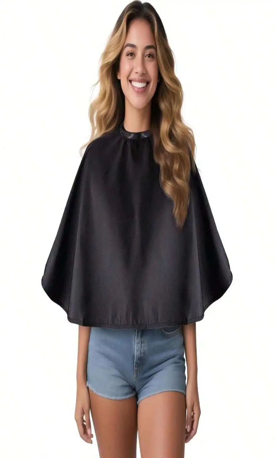 

Black Waterproof Makeup Cape For Salon Styling Hair Beard Shampoo Apron Lightweight Beauty Smock