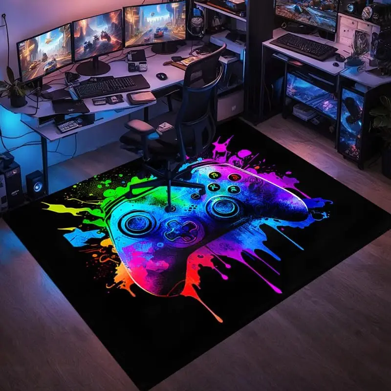 Gaming Rug - Gamer Rug Soft Flannel Surface for Boys Bedroom Gaming Carpet Non-slip TPR