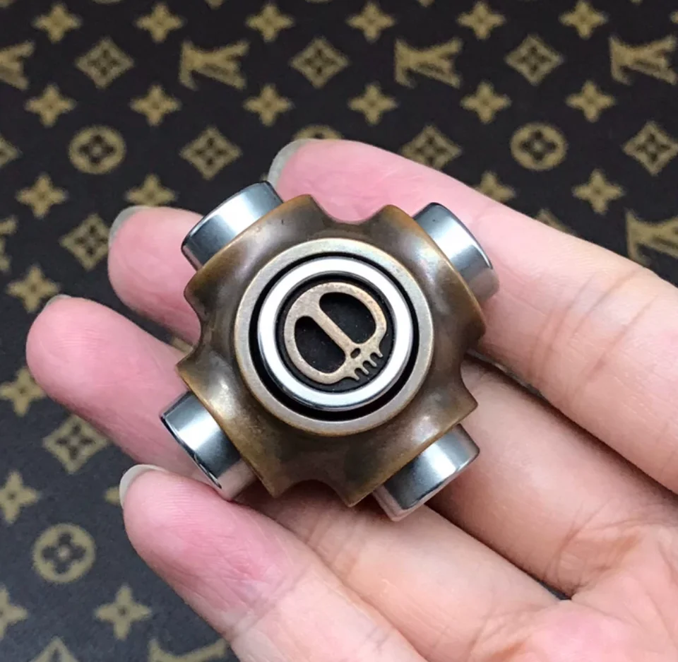 Used EDC Lautie Stubborn bone copper+stainless steel fidget spinner metal decompression toy