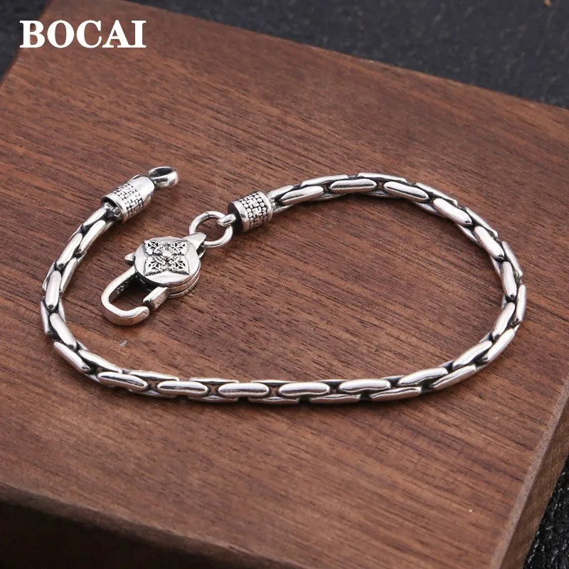 

Новинка, ювелирные изделия BOCAI из настоящего серебра s925 пробы, мантра с шестью символами, ваджра 2021, модные и стильные мужские и женские браслеты