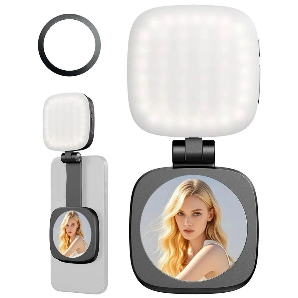 360 °   دوران الهاتف المغناطيسي ضوء السيلفي 3 ألوان قابل للسحب تعديل الهاتف المحمول ملء الضوء عكس الضوء قابلة للشحن