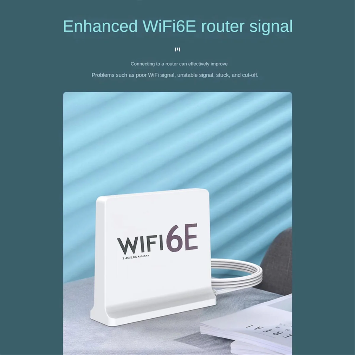 هوائي A26P محمول 2.4G/5G/6G WiFi 6E مع كابل هوائي لاسلكي داخلي مع قاعدة مغناطيسية لبطاقة الشبكة باللون الأسود
