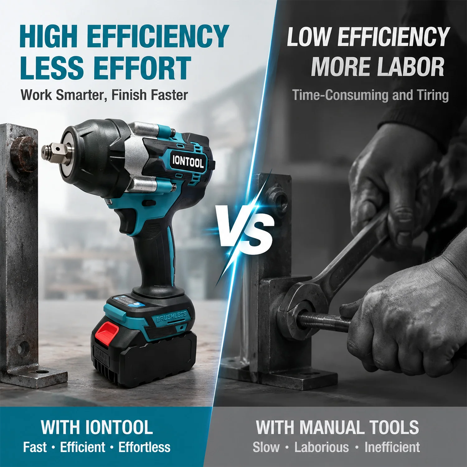 IONTOOL DTW700 Anti-slip Cordless Impact Wrench 1/2" Drive Nut Breaking For Garage Workshop Engineering Installation Power Tool - view 3