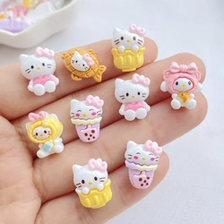 20 Stuks Nieuwe Mini Kawaii cartoon ice cream kitten Serie Hars Plakboek Diy Boog Decor Manicure Accessoires Ambachten
