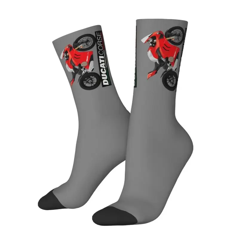 

Novelty Printing Italy Motorcycle Ducatis Socks for Men Women Stretchy Summer Autumn Winter Crew Socks