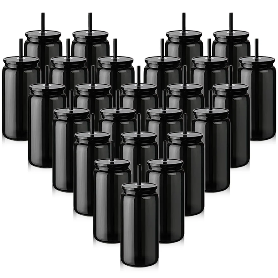 

25pcs 16oz Black Plastic Water Bottles - Reusable Portable Coffee Mugs, Easy to Clean Picnic & Party Cups, Ideal for Camping