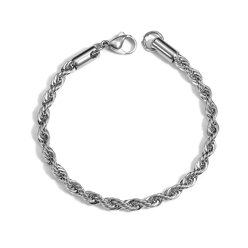 Pulsera de cadena de cuerda trenzada de Plata de Ley 925 para hombres y mujeres, joyería de moda, regalos de fiesta, venta al por mayor, nuevo, 4MM, envío directo