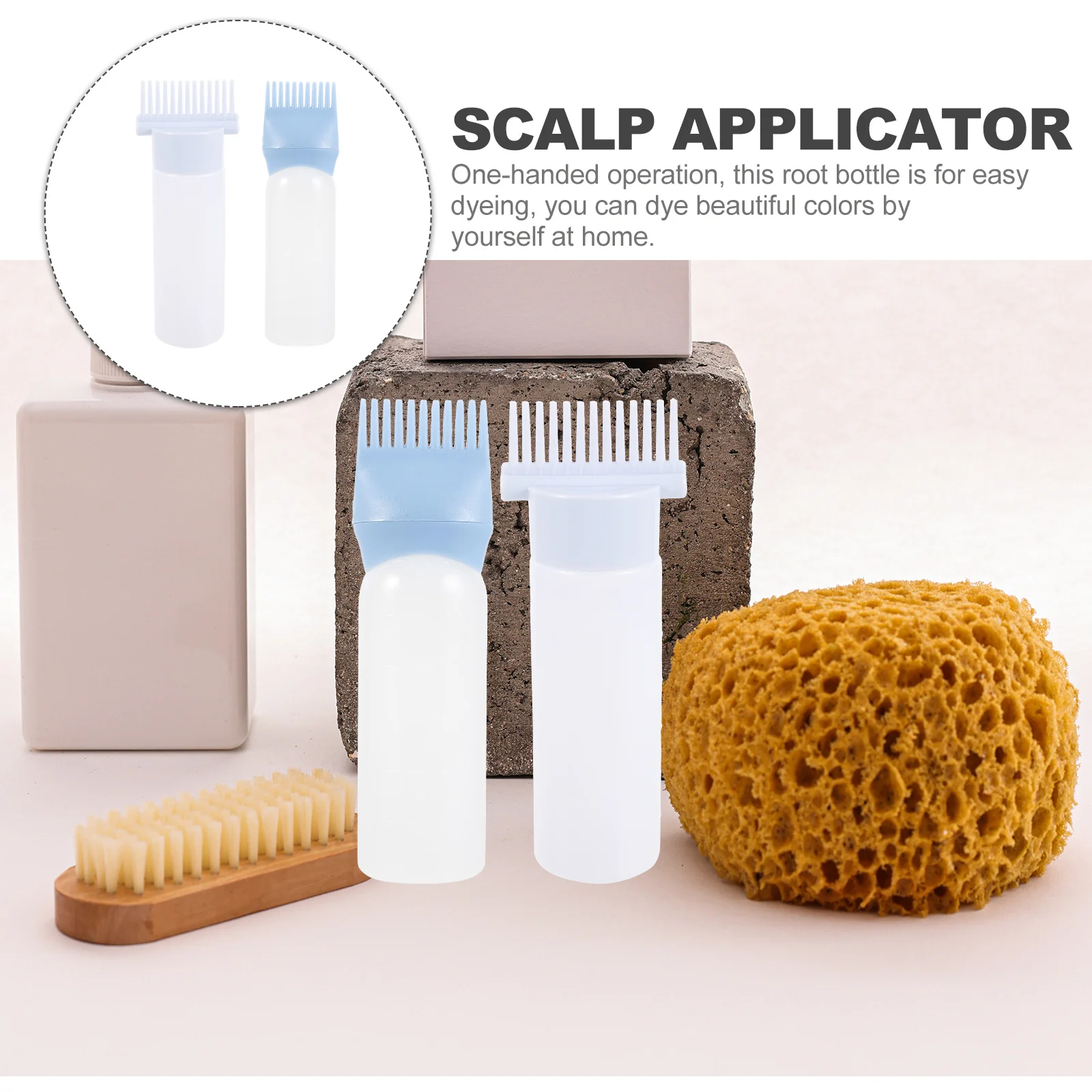

2Pcs Hair Dyeing Bottles Root Comb Applicator Bottle Easy One-Handed Operation Perfect for Home Salon Barber Shop