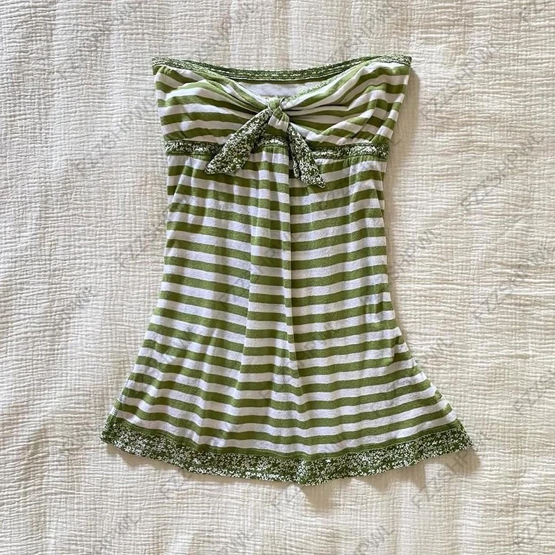 Canotta Y2k stile dolce Harajuku Stampa a righe Punk Streetwear Gilet Crop top vintage Rock Goth Spicy Girls Fashion senza maniche Top