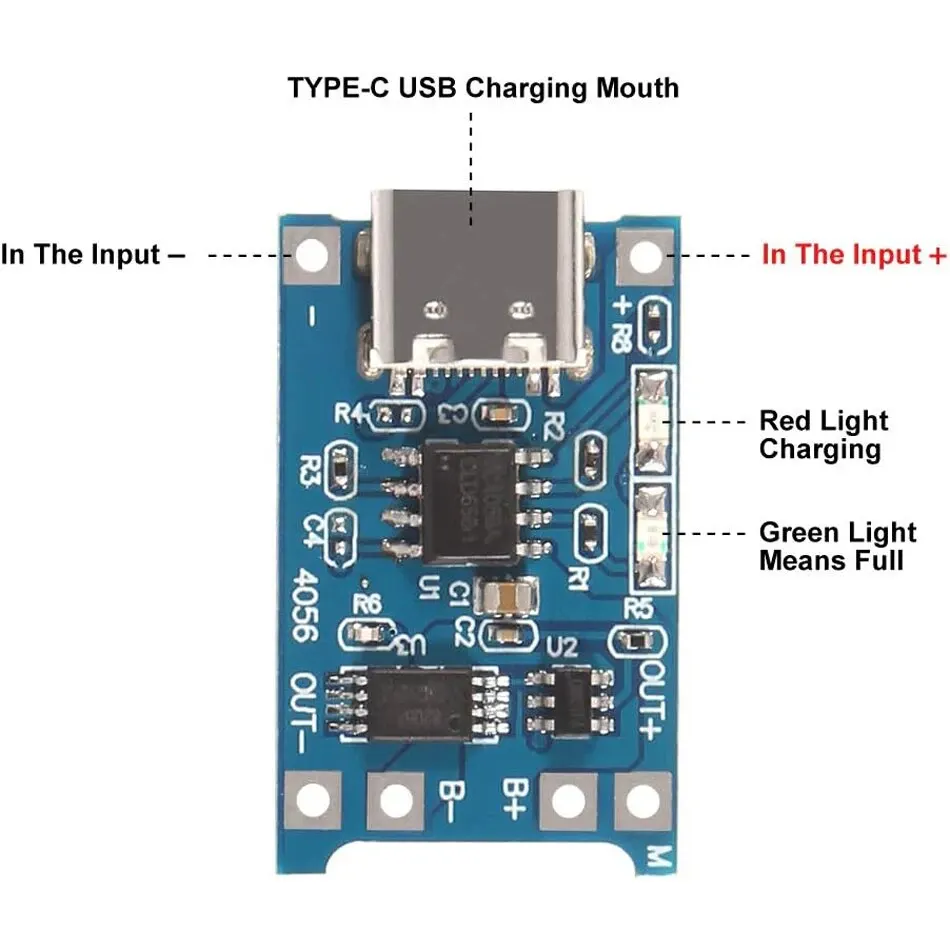 20pcs TP4056 1A 5V Lithium Battery Charging Board Module Micro USB/Type-c Interface Charging Protection 2-in-1