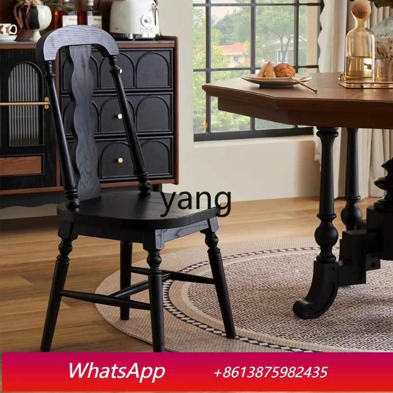 

LTT solid wood household dining chair small apartment French retro back chair