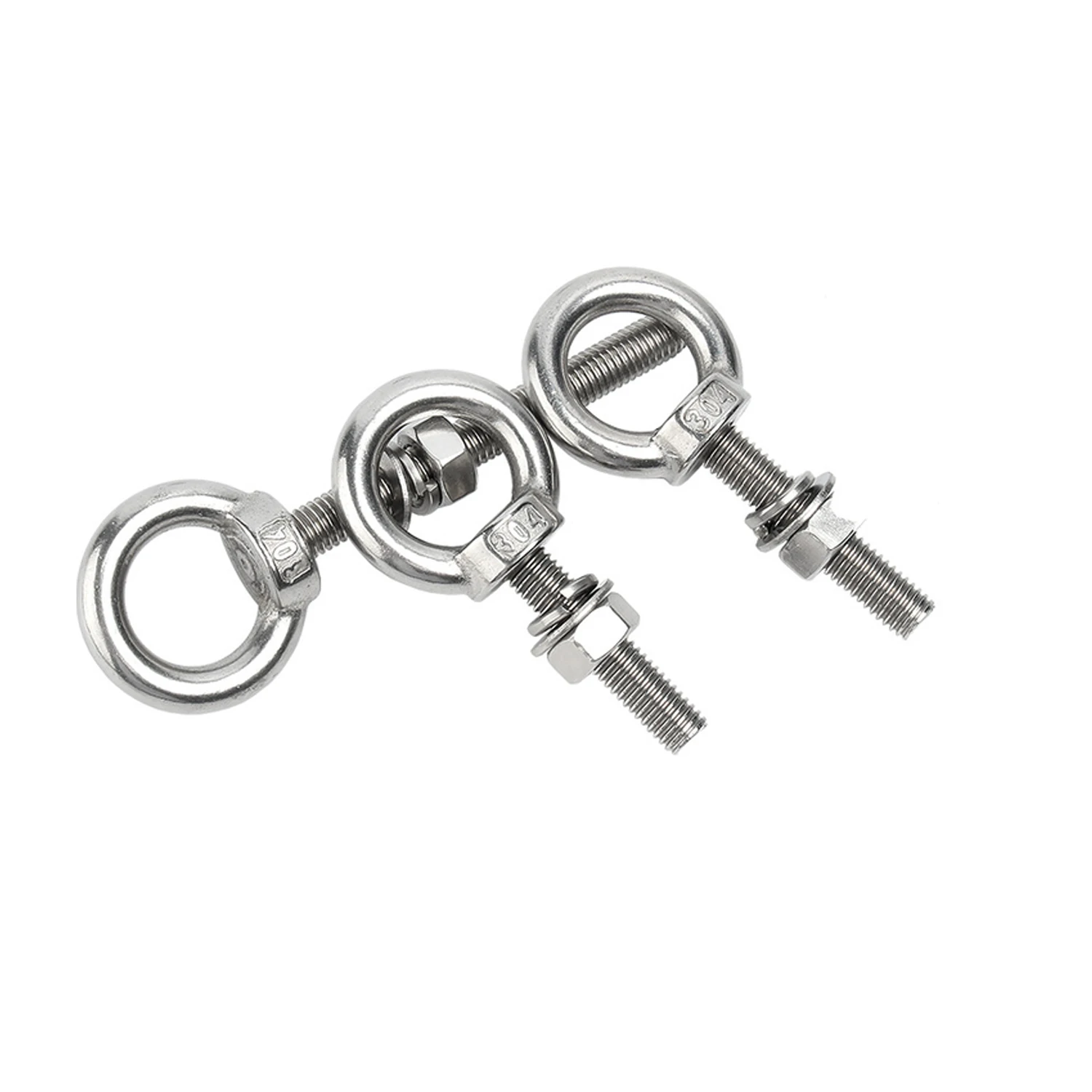 2PCS/5PCS M6/M8/M10 304 Stainless Steel Long Lifting Eye Bolt Eyebolts With Nuts & Washers Gaksets Set Boats Screw